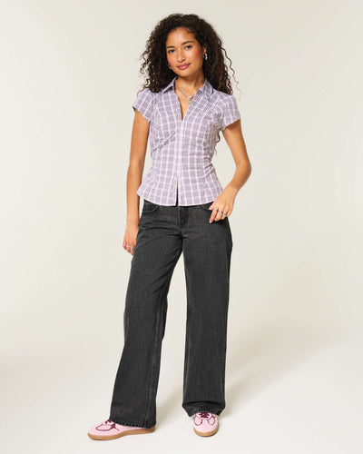 Low-Rise Washed Black Baggy Jeans