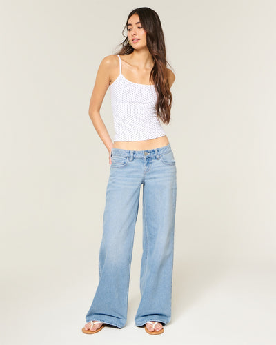 Hollister Andi Adjustable Waist Ultra Low-Rise Medium Wash Super Baggy Jeans