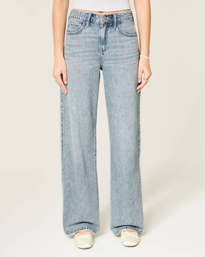 High-Rise Light Wash Lightweight Baggy Jeans