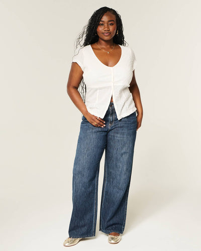 High-Rise Dark Wash Lightweight Baggy Jeans