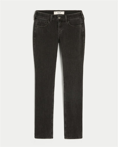 Low-Rise Washed Black Skinny Jeans