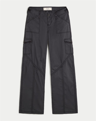 Hollister Andi Adjustable Waist Ultra Low-Rise Baggy Satin Trim Pants