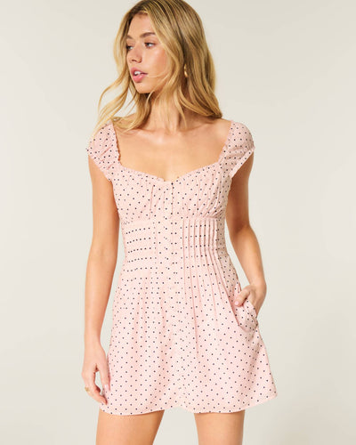 Cap Sleeve Button Front Mini Dress