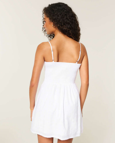 Button Front Woven Mini Dress