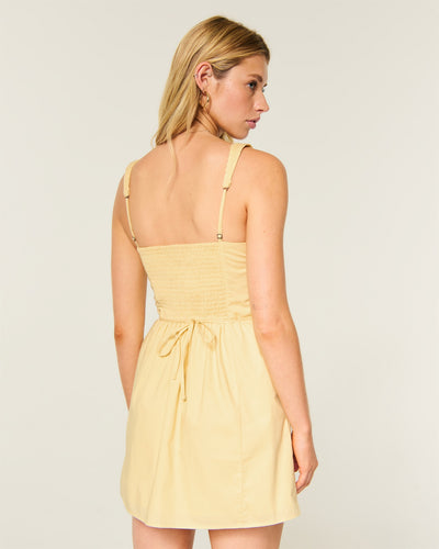 Lace Trim Mini A-Line Dress