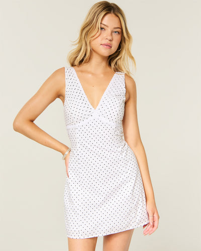 Lace Trim Mini A-Line Dress